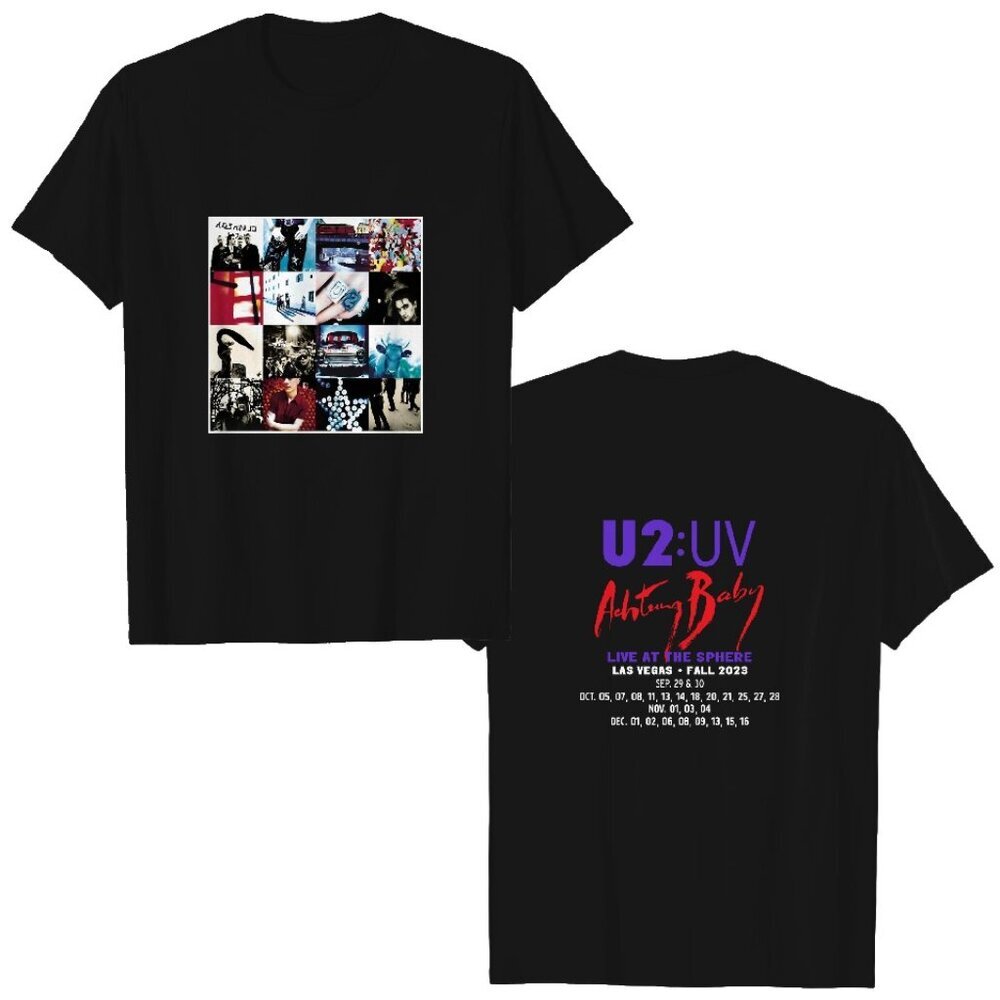 U2 Rock Band Warning Baby Live at Sphere Las Vegas Tour 2023 T-Shirt 165